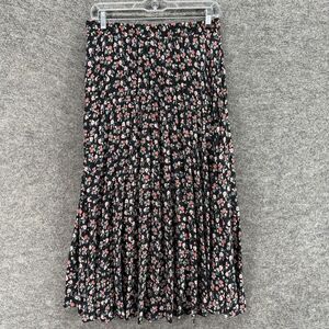 Max Studio Skirt Women M Medium Black Floral Maxi Long Mid Rise Lined Casual